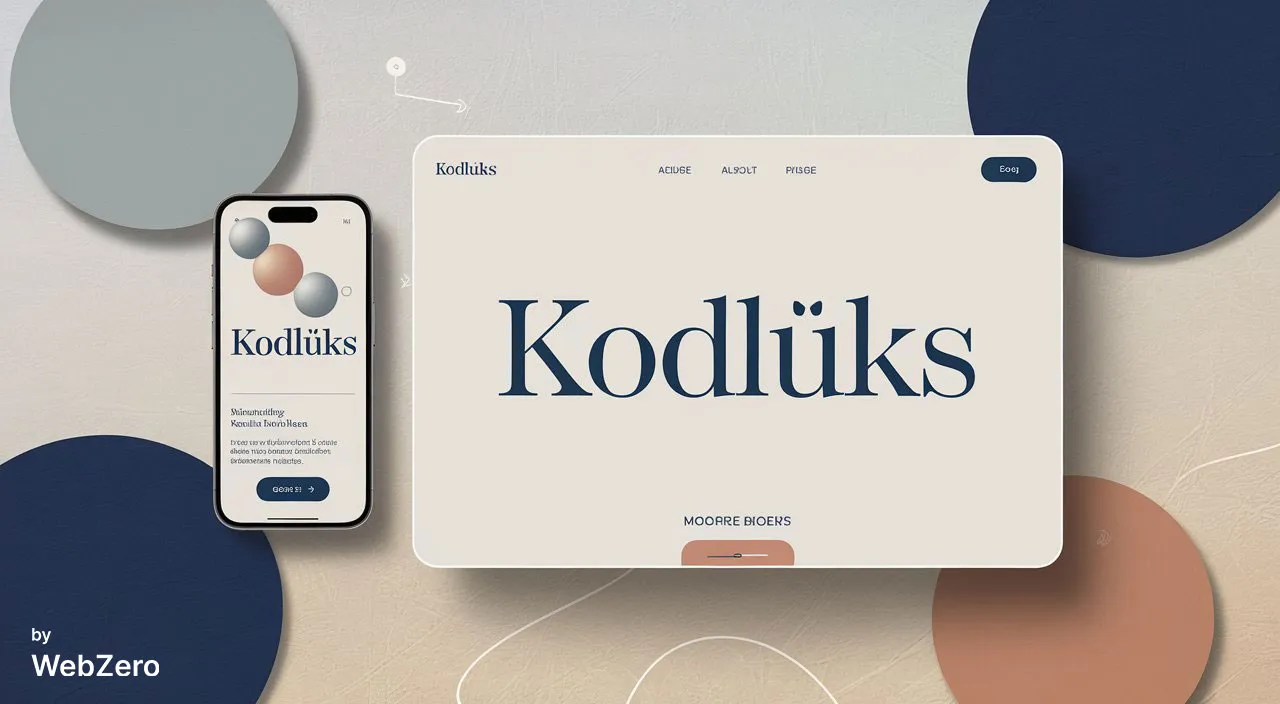 KodLüks – Mobil ve masaüstü arayüzlerin kusursuz entegrasyonunu modern ve minimalist bir tasarım estetiğiyle sunan bir portfolyo çalışması. Zarif serif tipografi, yumuşak bej arka planlar ve dinamik dairesel detaylar ile profesyonel ve davetkar bir kullanıcı deneyimi sağlıyor.