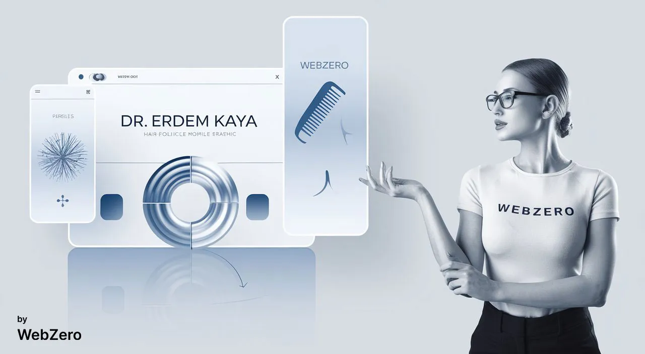 Web tasarım ajansı portfolyosundan Dr. Erdem Kaya için hazırlanan yenilikçi ve şık saç ekim merkezi web sitesi tasarımı.