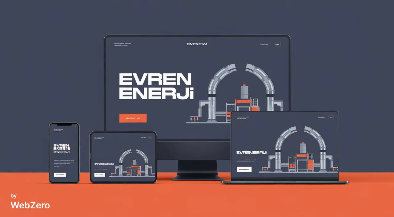 Evren Enerji web tasarımı, WebZero web tasarım ajansı tarafından hazırlanmış; enerji sektörüne özel modern bir portfolyo çalışmasıdır.